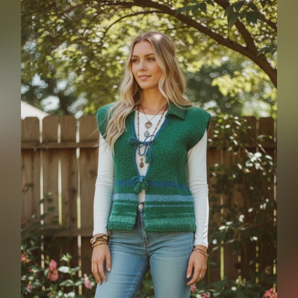 Vintage Jackets & Blazers - Vintage sheep knit vest.